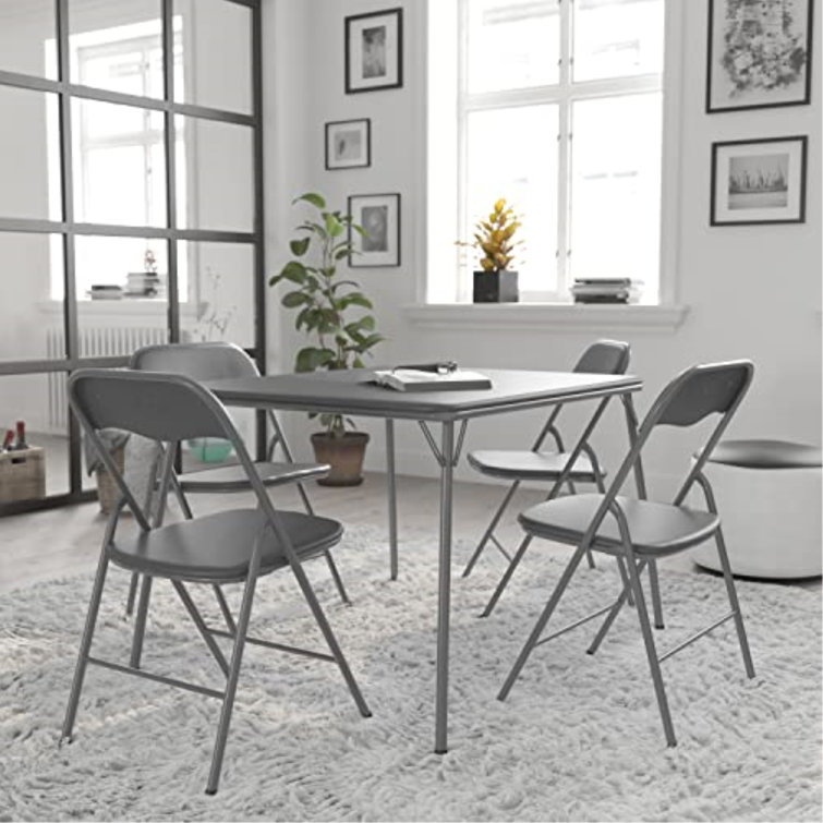 Monroe 5 Piece Folding Card Table and Chair Set with Upholstered Table Top